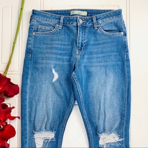 TOPSHOP Moto Lucas ripped distress crop summer jeans women size 26 - Picture 5 of 11